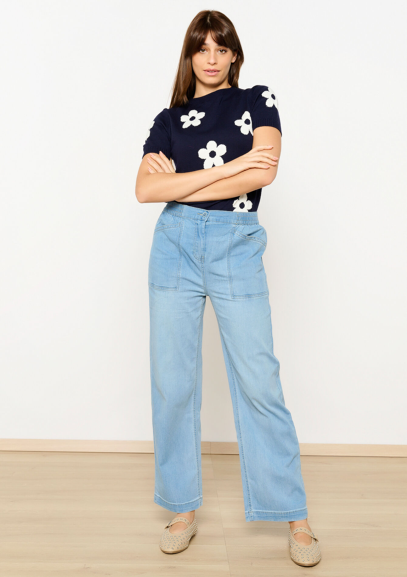 Wide leg jeans met hoge taille, Wide leg jeans met hoge taille, , back