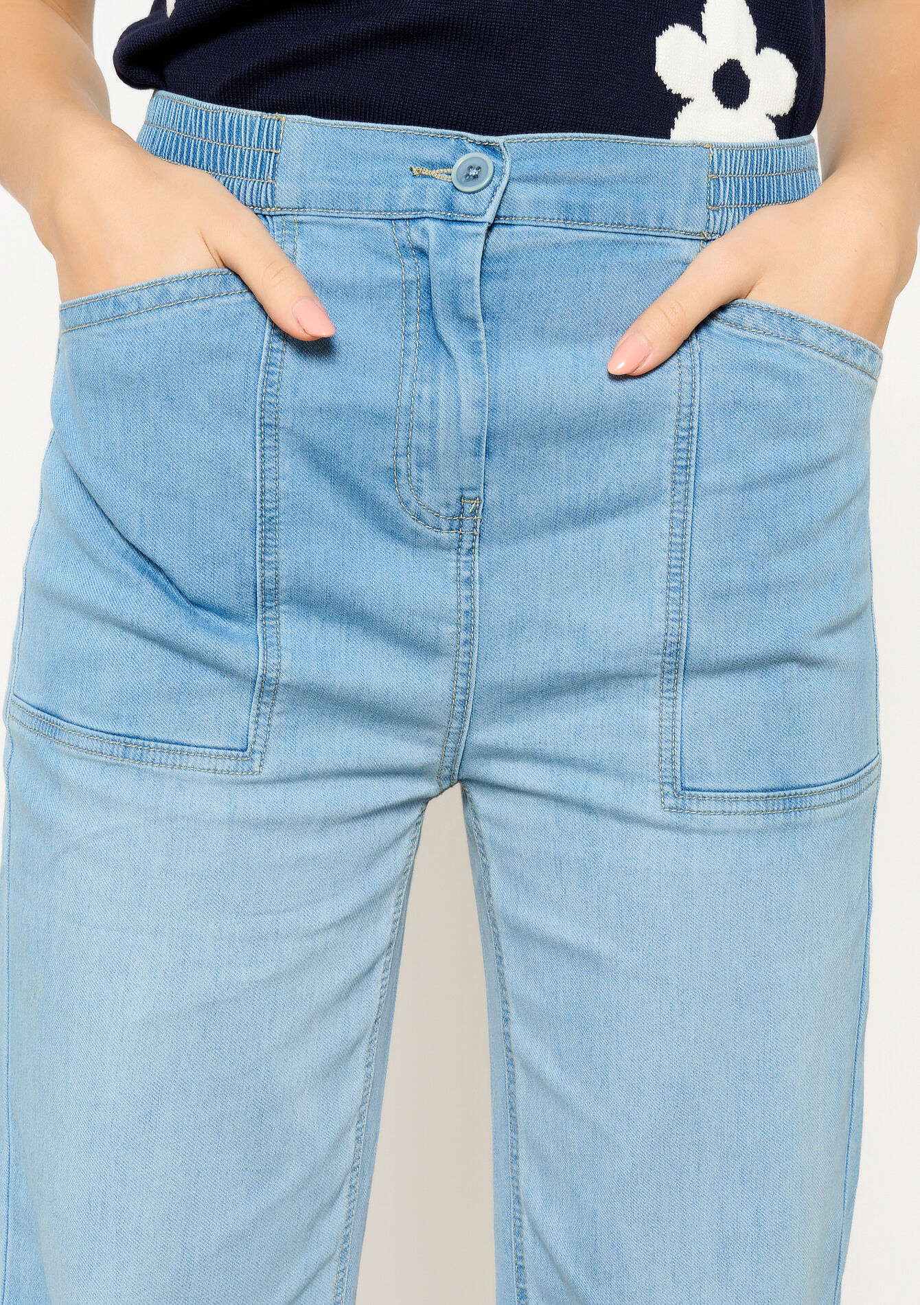 High waist wide leg jeans, undefined - BLUE BLEACHED - undefined