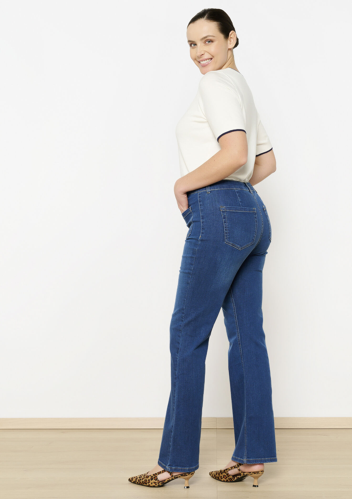 Jean bootcut taille haute, undefined - DARK BLUE - undefined