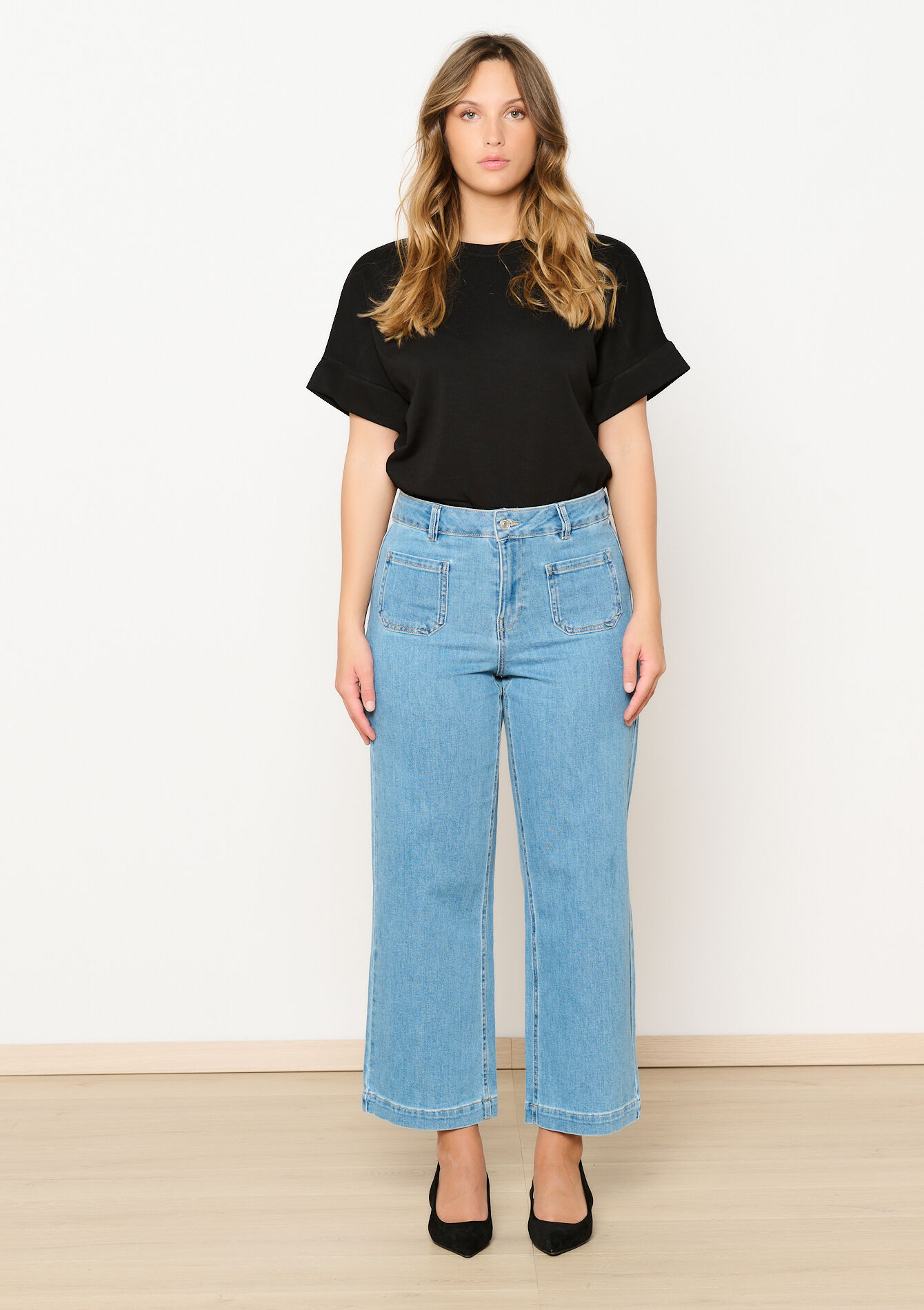 Jean large taille haute, Jean large taille haute - BLUE BLEACHED - 22000585_0502