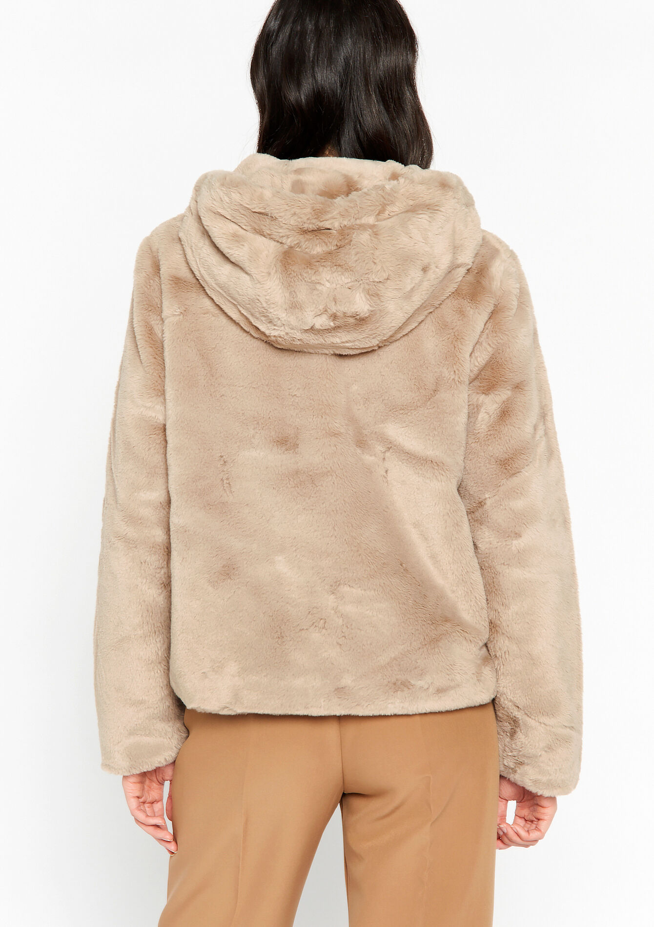 Faux fur jas met capuchon, Faux fur jas met capuchon - LIGHT TAUPE - 23000594_2572
