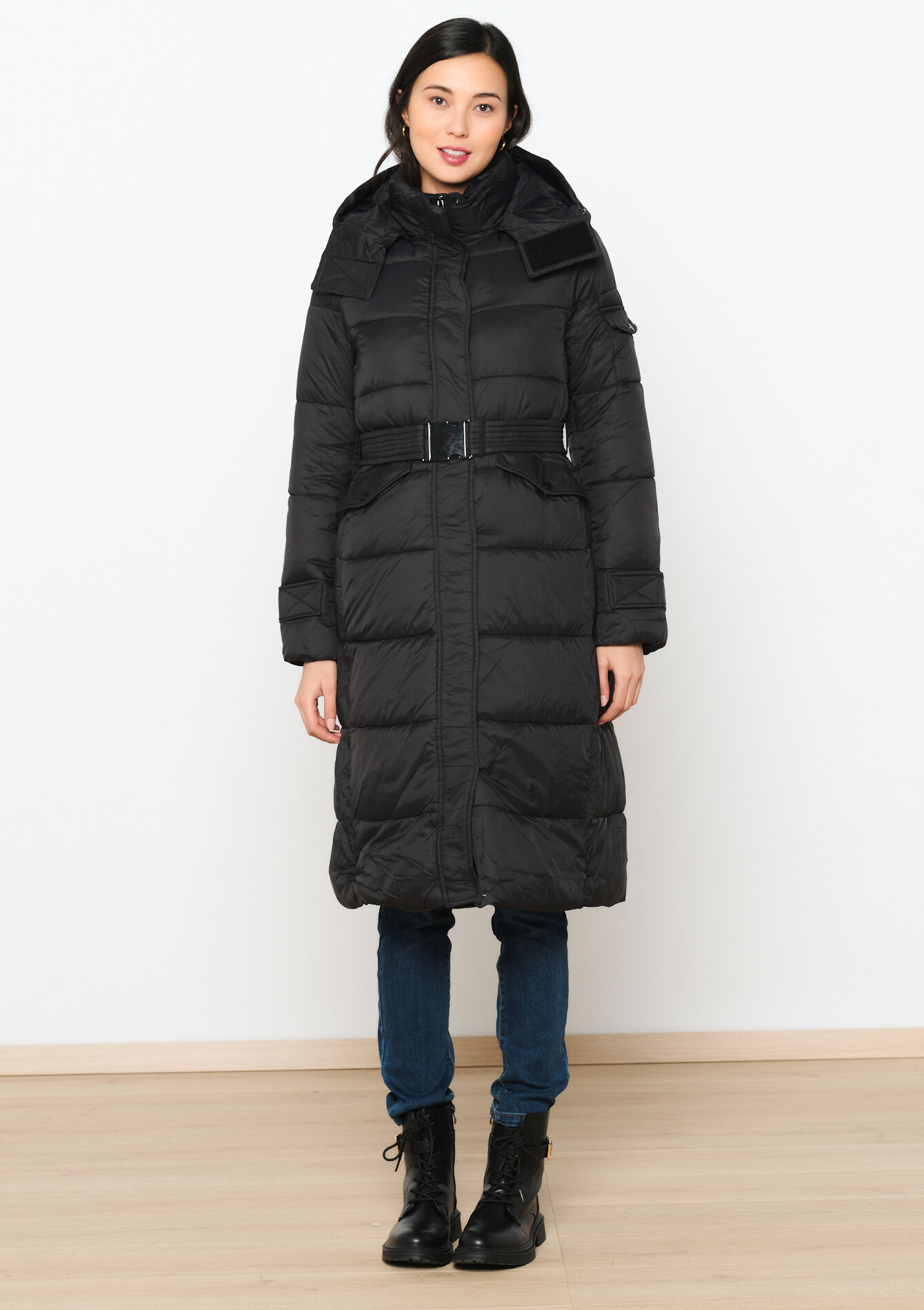 Manteau matelassé avec ceinture, undefined - BLACK - undefined