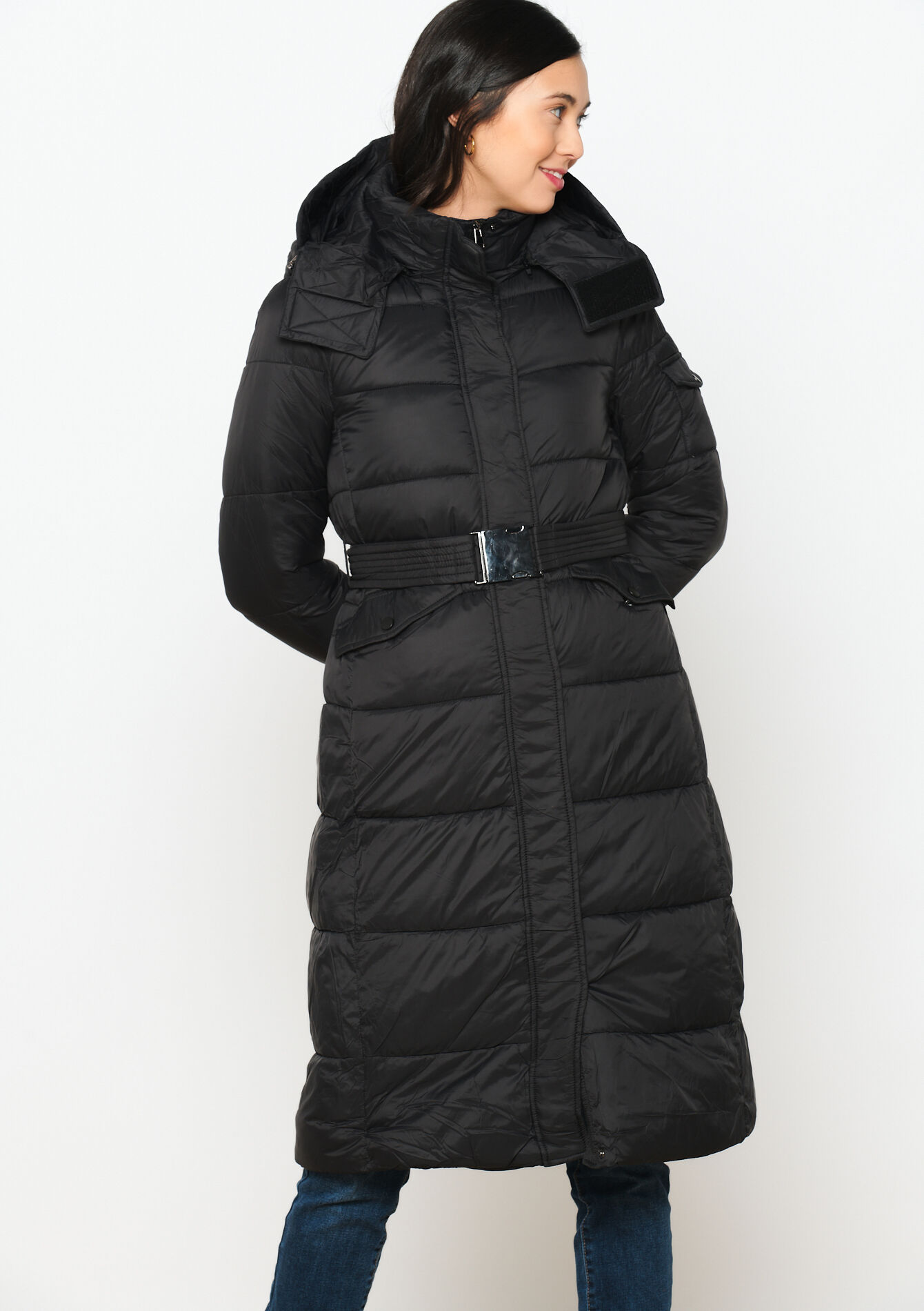 Manteau matelassé avec ceinture, undefined - BLACK - undefined
