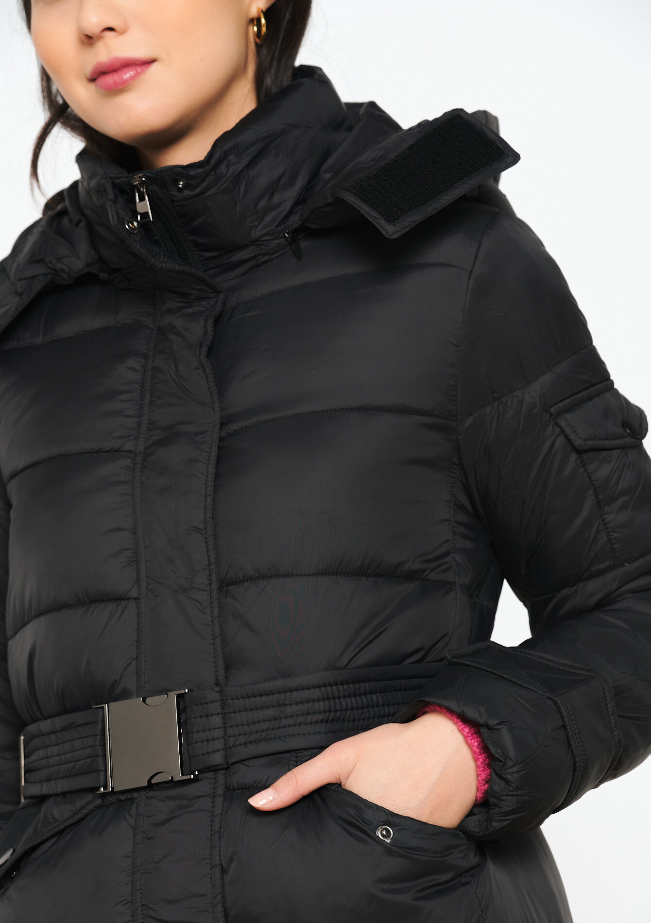 Manteau matelassé avec ceinture, undefined - BLACK - undefined