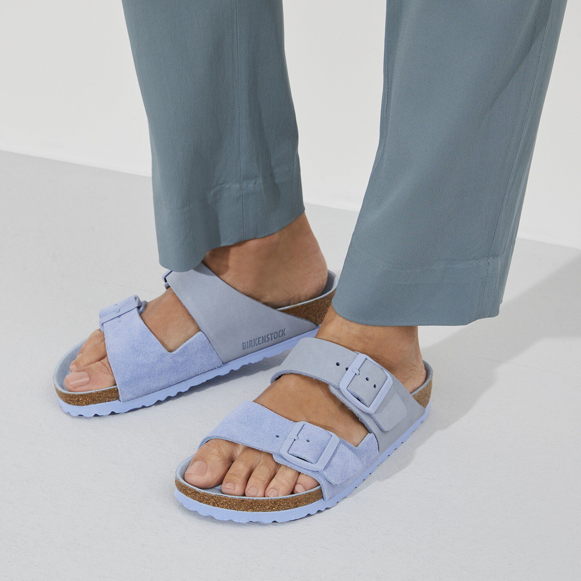 Birkenstock arizona suede new arrivals leather light blue