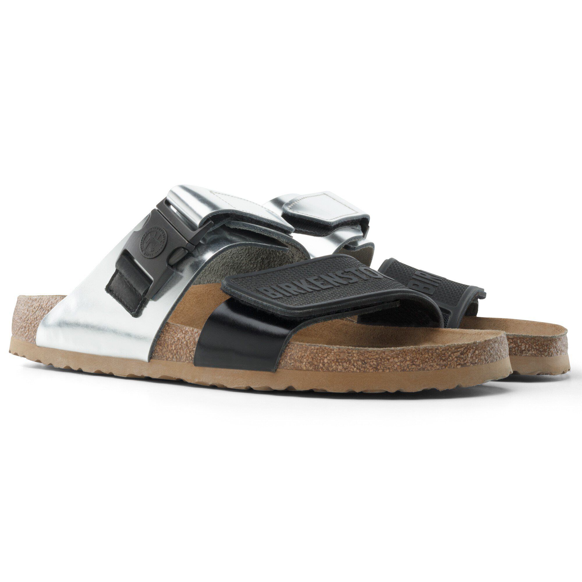 Rick Owens Rotterdam Natuurleer synthetisch materiaal Black Silver BIRKENSTOCK