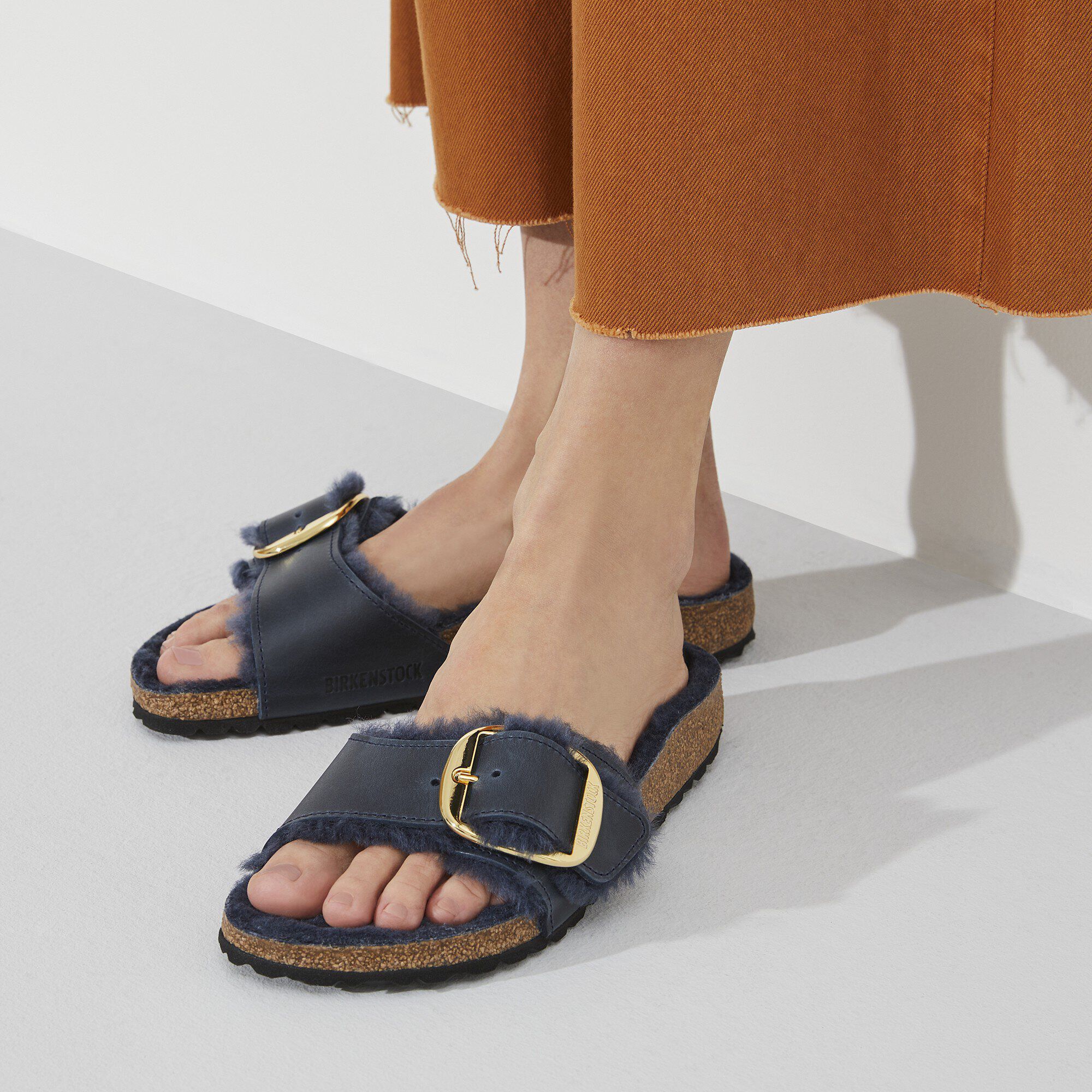 Navy big buckle birkenstock clearance