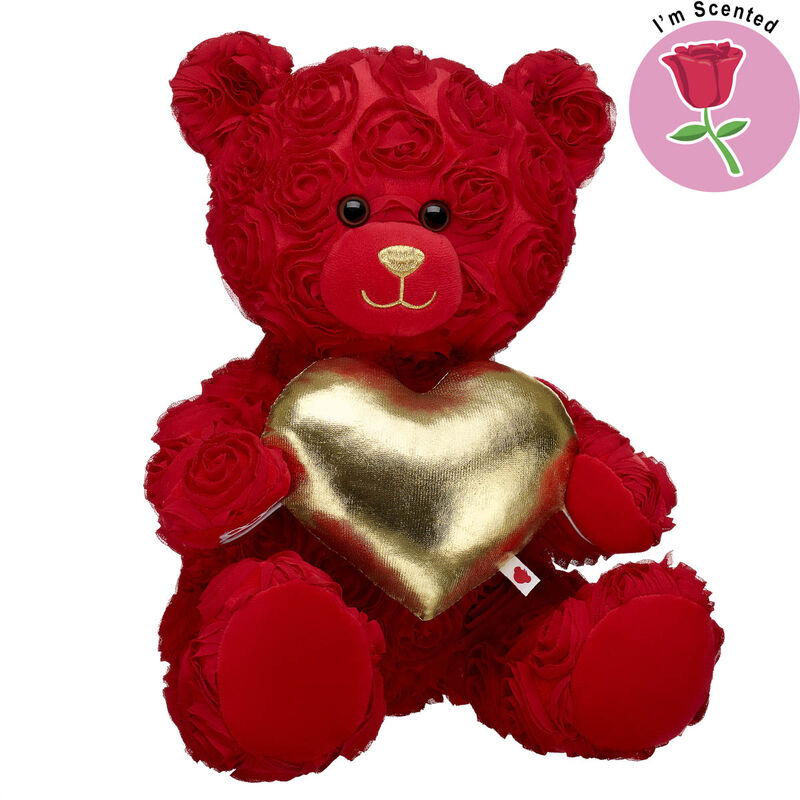 Red Roses Bear with Gold Heart Scented Gift Set