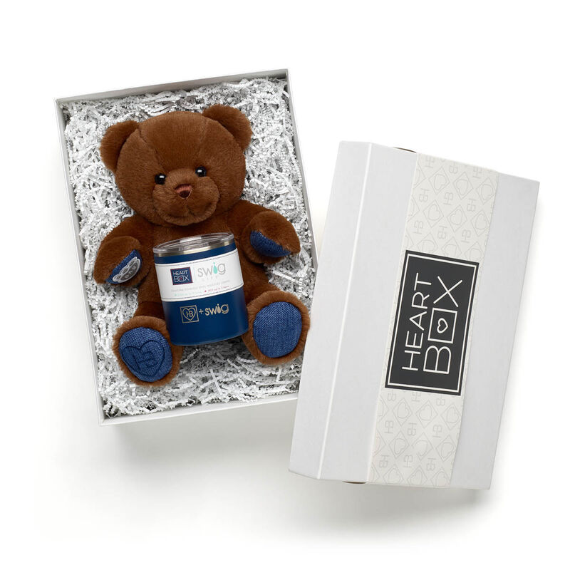 Chocolate Brown Teddy Bear with Swig Life Navy Insulated Lowball Stuffed Animal Gift Set - Build-A-Bear Workshop®