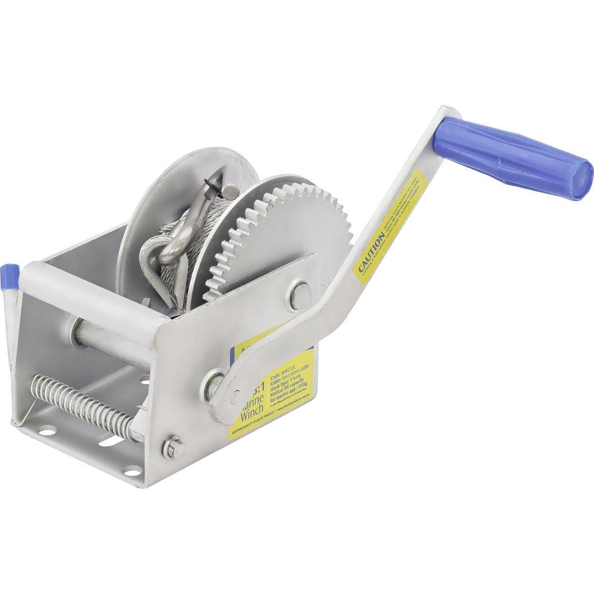 Atlantic Single Speed Trailer Winch with Cable, , bcf_hi-res
