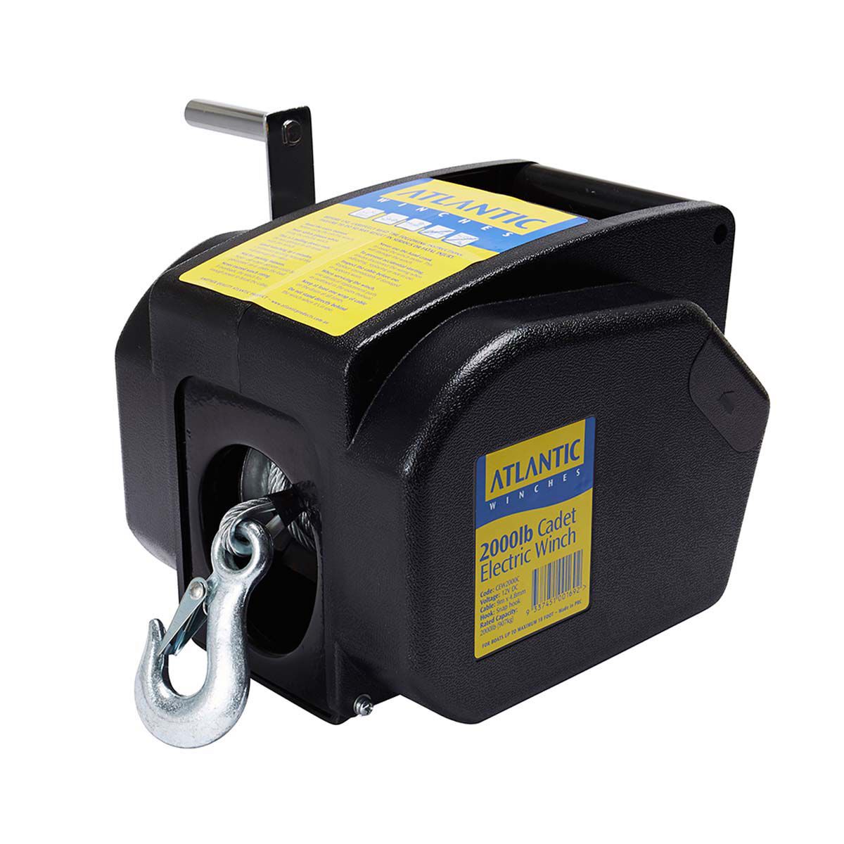 Atlantic Electric Trailer Winch 2000lb 9m x 4.5mm, , bcf_hi-res