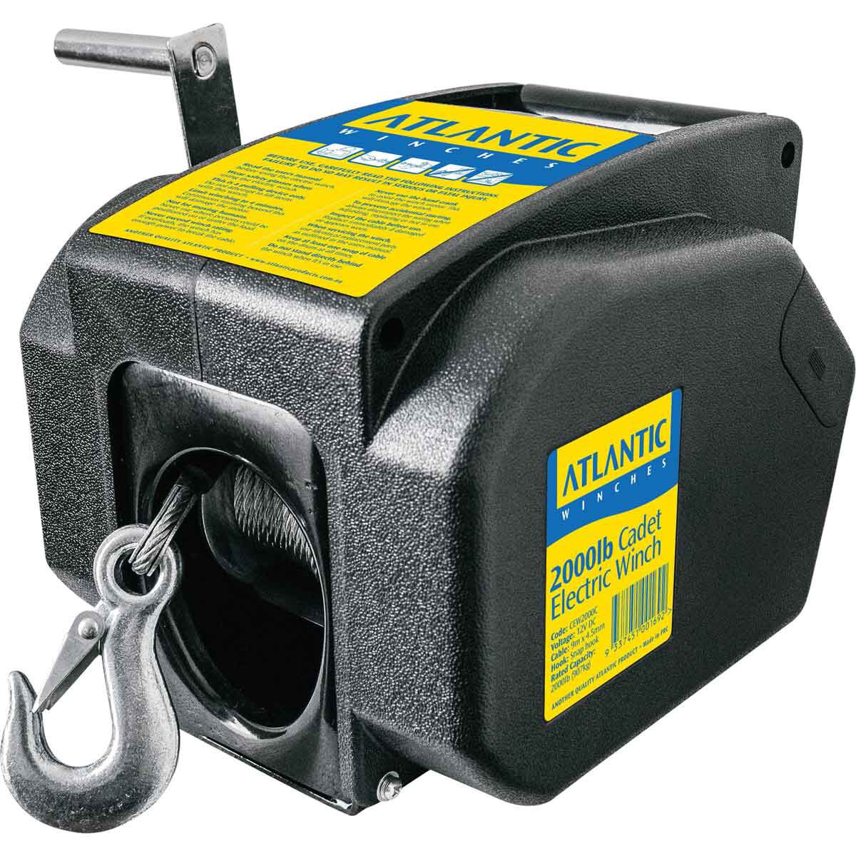 Atlantic Electric Trailer Winch 2000lb 9m x 4.5mm, , bcf_hi-res