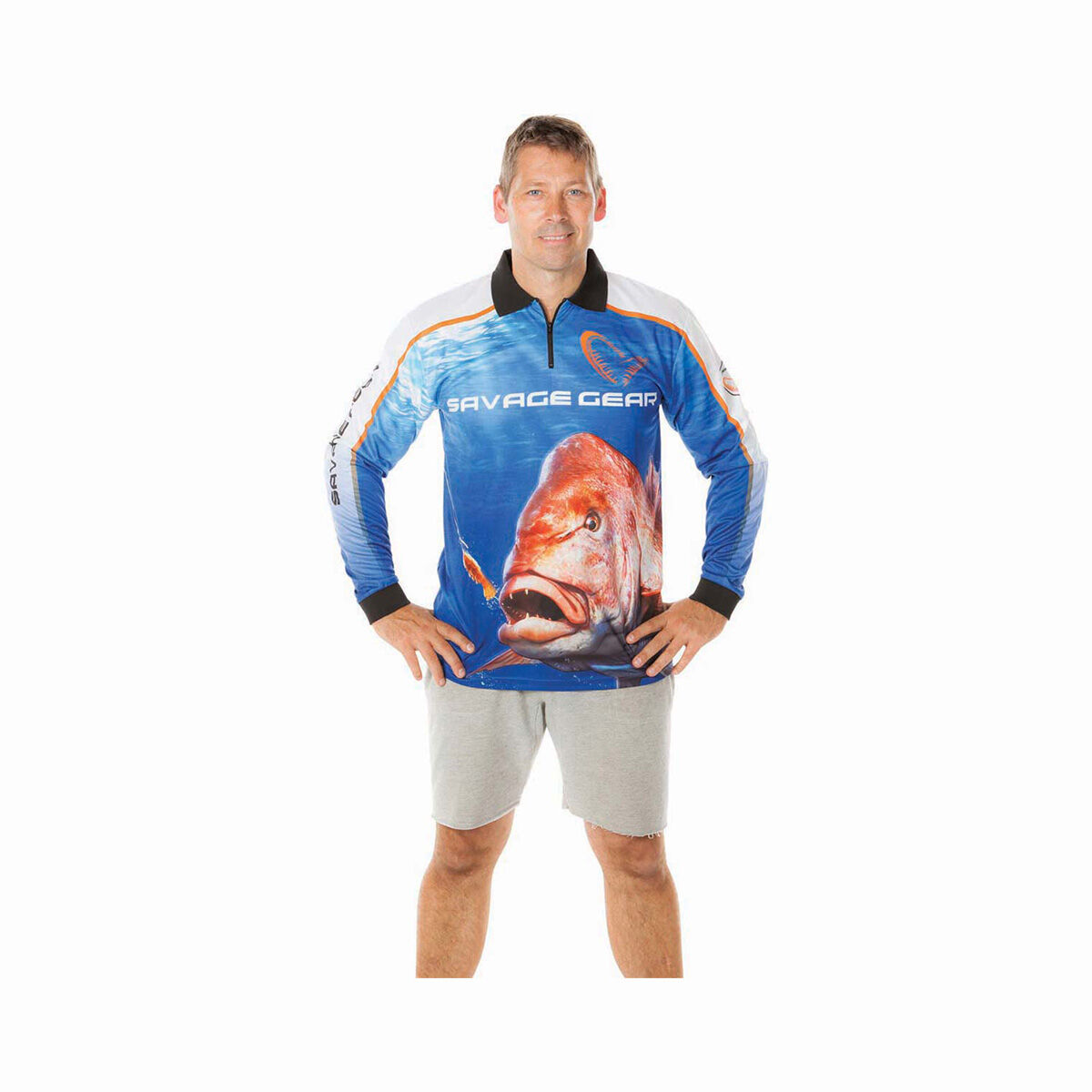 Savage Men's Snapper Sublimated Polo, Blue, bcf_hi-res