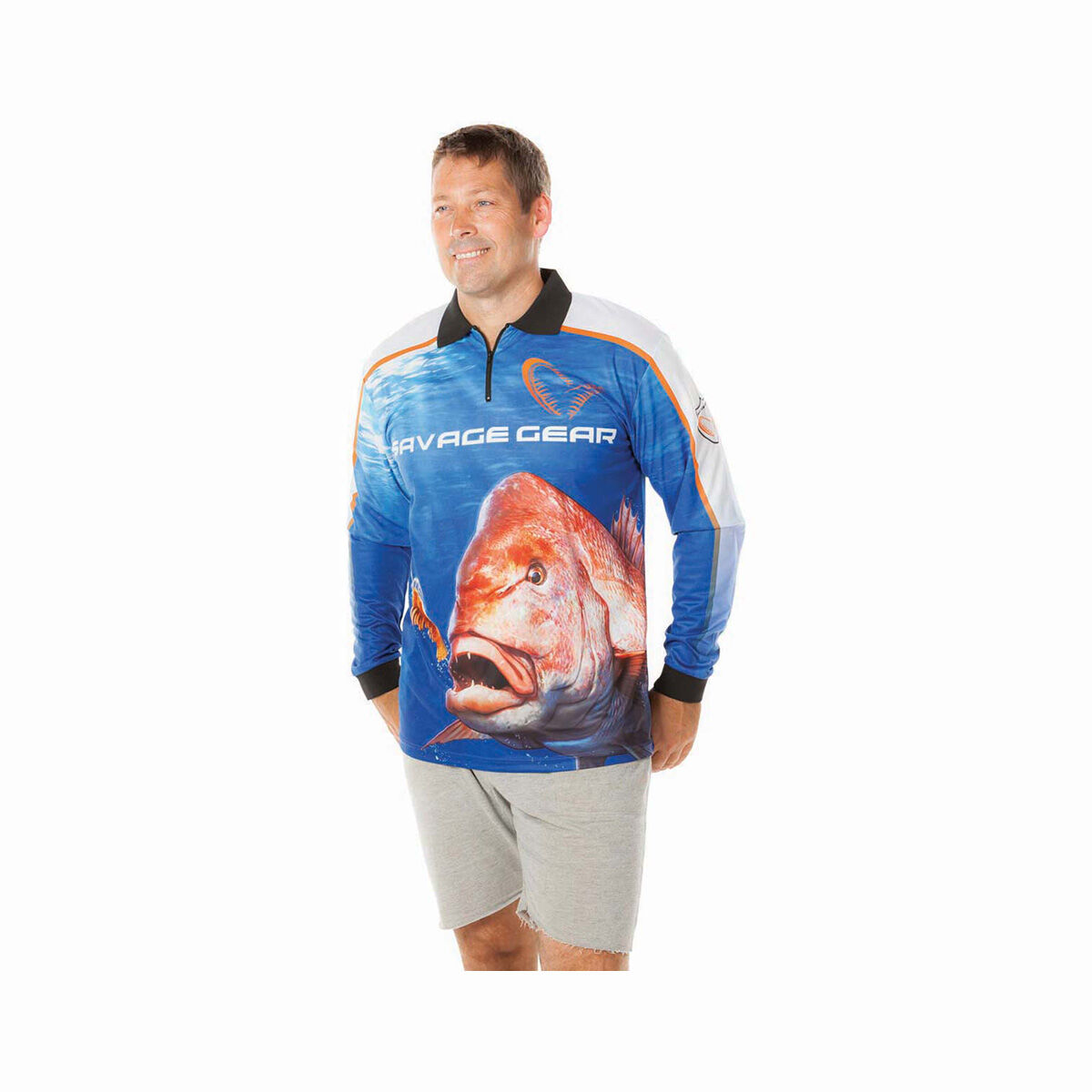 Savage Men's Snapper Sublimated Polo, Blue, bcf_hi-res