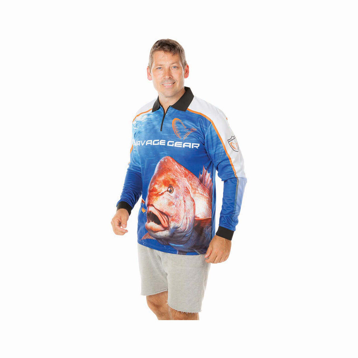 Savage Men's Snapper Sublimated Polo, Blue, bcf_hi-res
