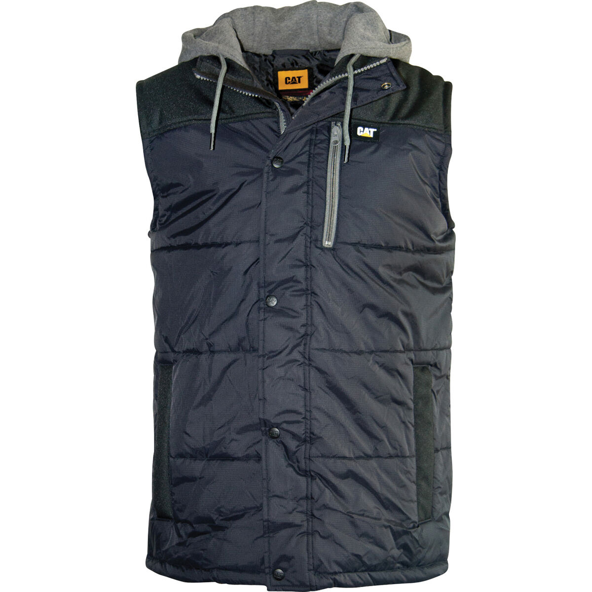 CAT Men's Hooded Work Vest Black S, Black, bcf_hi-res