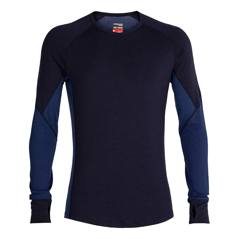 Icebreaker 260 Zone Crewe Long Sleeve Base Layer Top Blue Dark Blue  - Mens XL