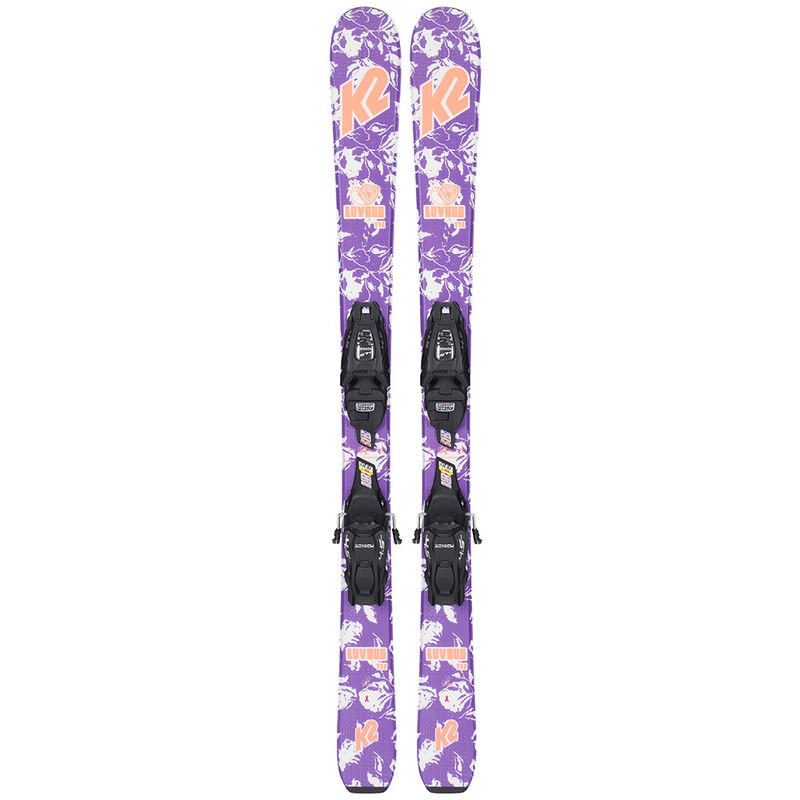 K2 Luv Bug Youth Snow Skis with Marker 70mm FDT 4.5 Junior Bindings, 100cm