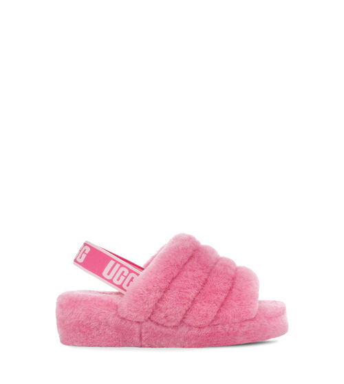 UGG Fluff Yeah Logo Slide pour Femmes en Wild Berry