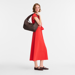 Sac porté épaule L Le Pliage Xtra , Cuir - Moka