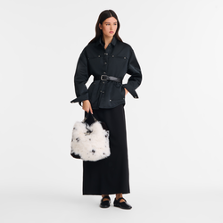 Sac porté épaule M Le Roseau , Toile - Noir/Blanc