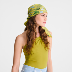 Carré de soie 90 L'Herbier Longchamp , Soie - Kiwi