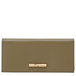 Portefeuille long à rabat Le Roseau , Cuir - Olive