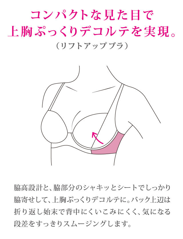 コンパクトな見た目で上胸ぷっくりデコルテを実現。