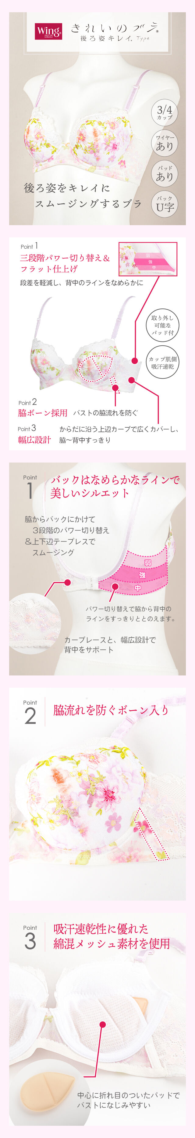 きれいのブラ後ろ姿キレイType 機能説明