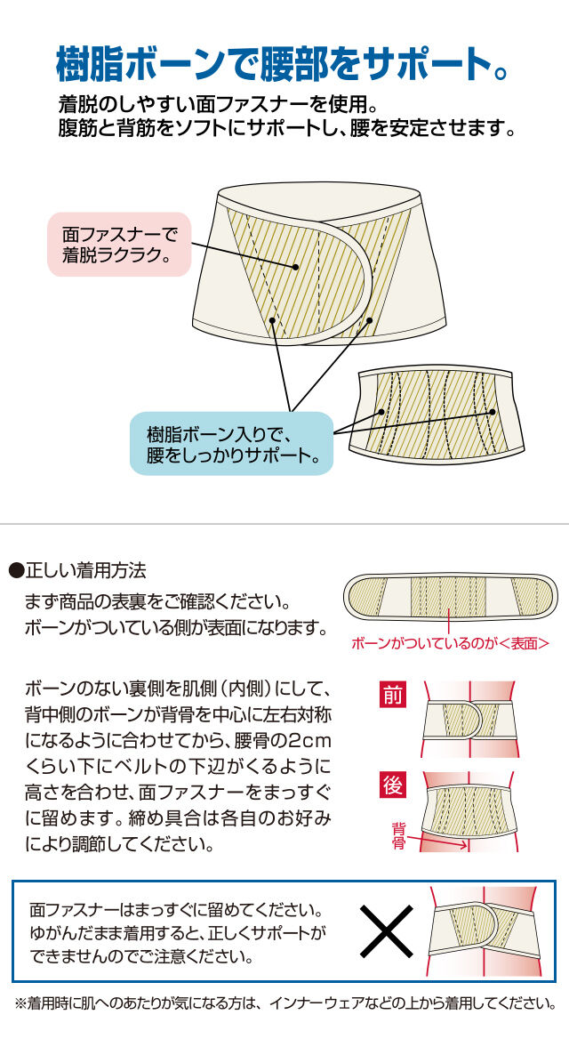 樹脂ボーンで腰部をサポート。