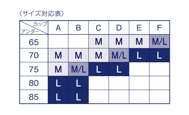 ナイトアップキャミ サイズ表