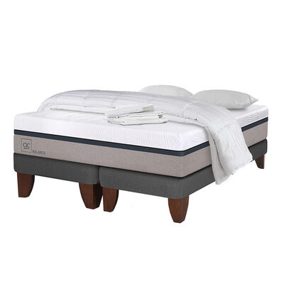 Cama Europea Cic Balance / 2 Plazas / Base Dividida + Textil Cama Europea Cic Balance / 2 Plazas / Base Dividida + Textil