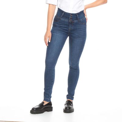 Jeans Pitillo Pretina Botones Tiro Alto Push Up Skinny Mujer Wados Jeans Pitillo Pretina Botones Tiro Alto Push Up Skinny Mujer Wados