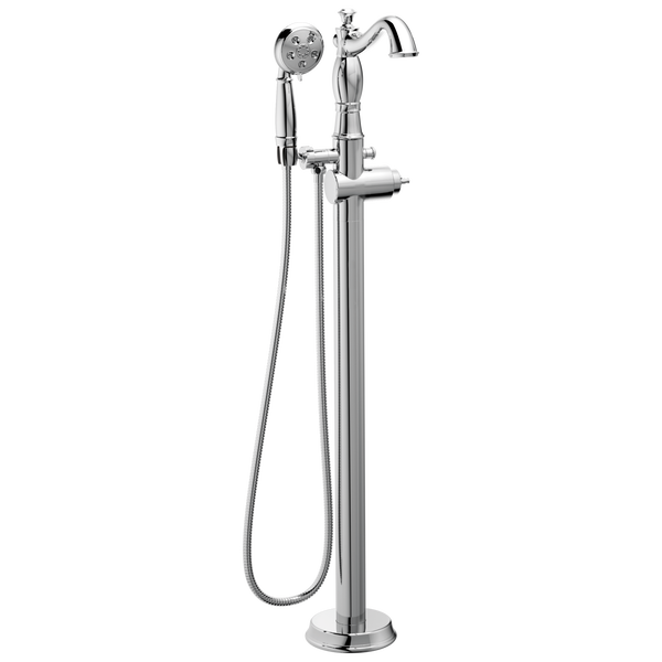 Single Handle Floor Mount Tub Filler Trim with Hand Shower - Less Handle, image 1
