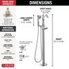 Single Handle Floor Mount Tub Filler Trim with Hand Shower - Less Handle, image 6