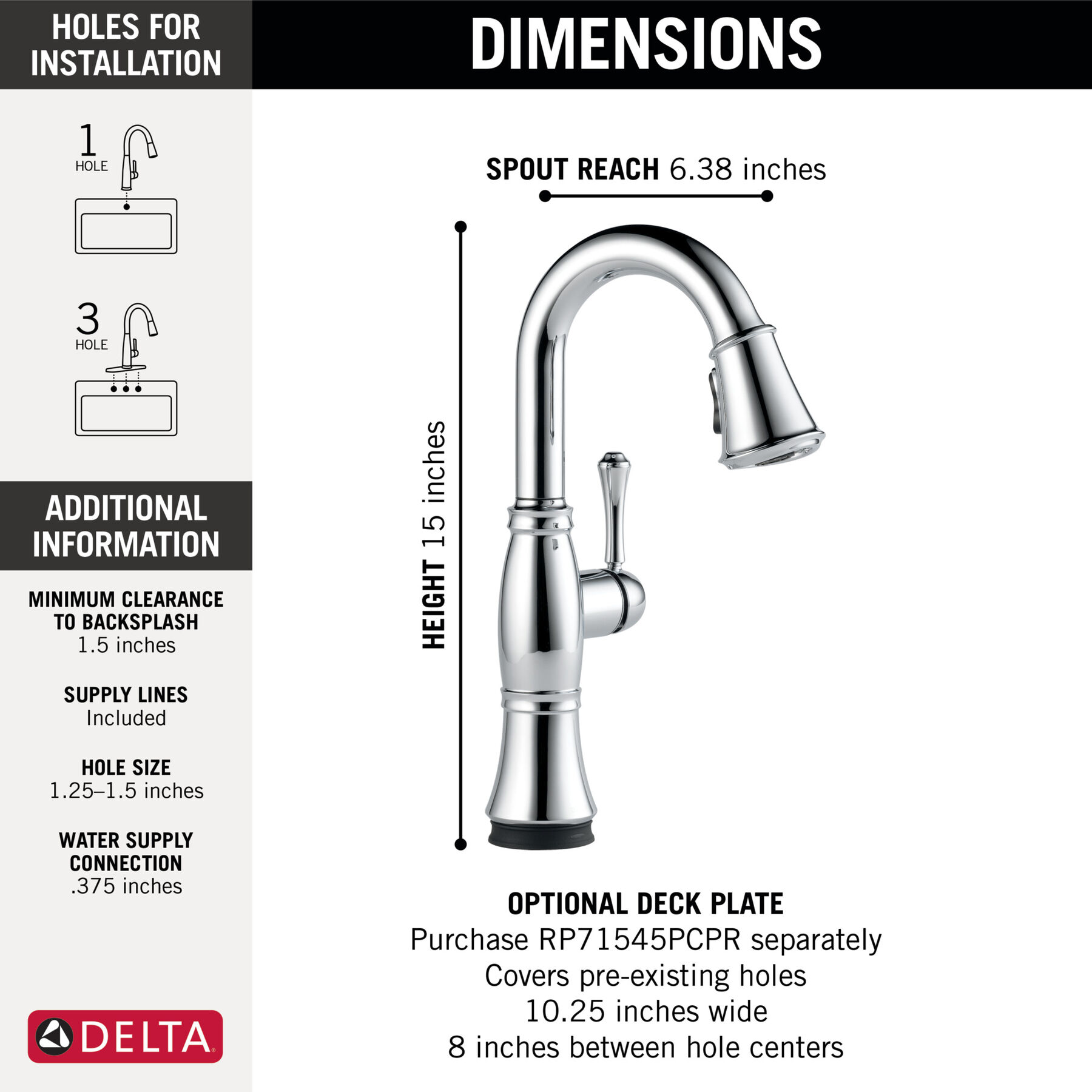 Single Handle Pulldown Bar/Prep with Touch<sub>2</sub>O Technology, image 1