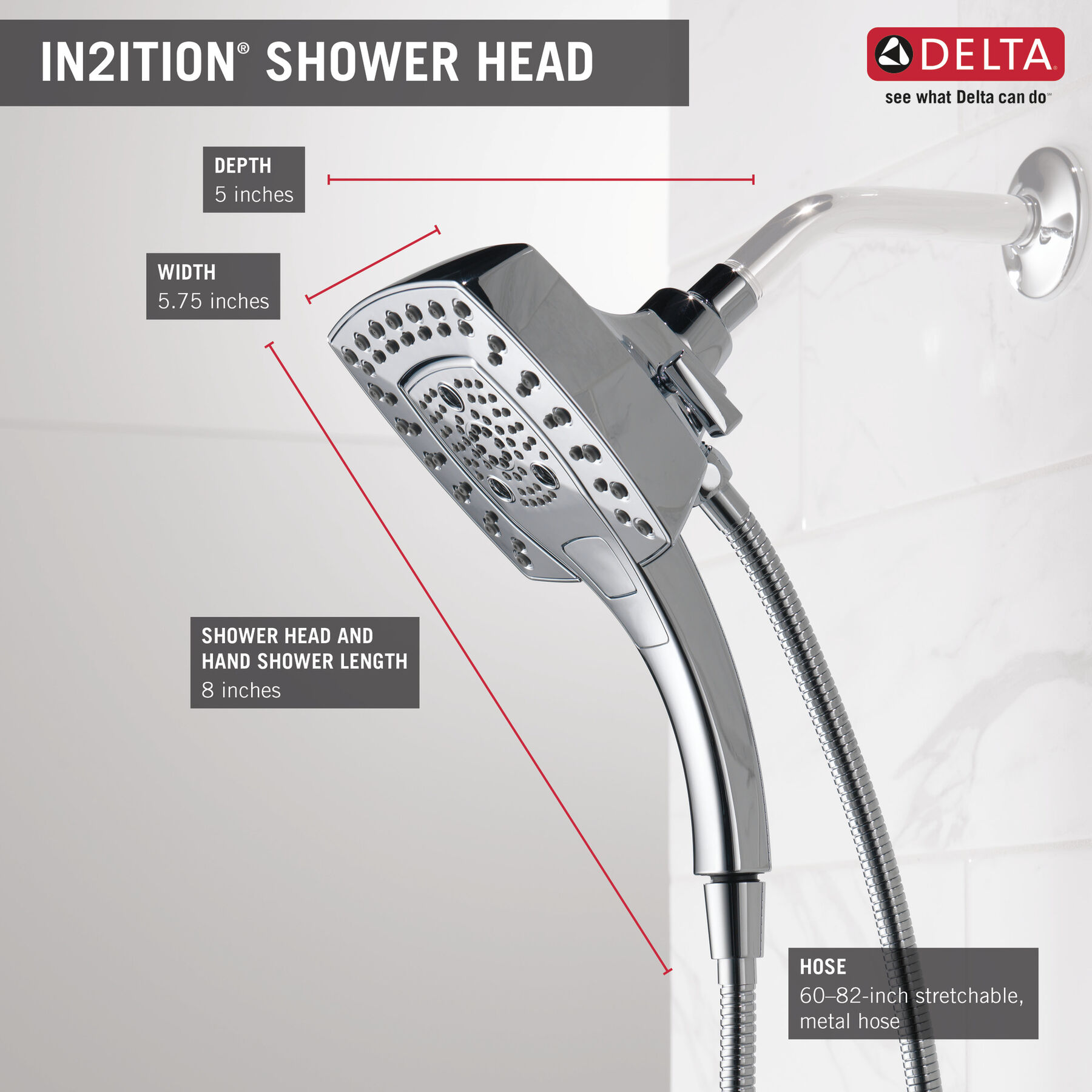 H<sub>2</sub>Okinetic® In2ition® 5-Setting Two-in-One Shower, image 9