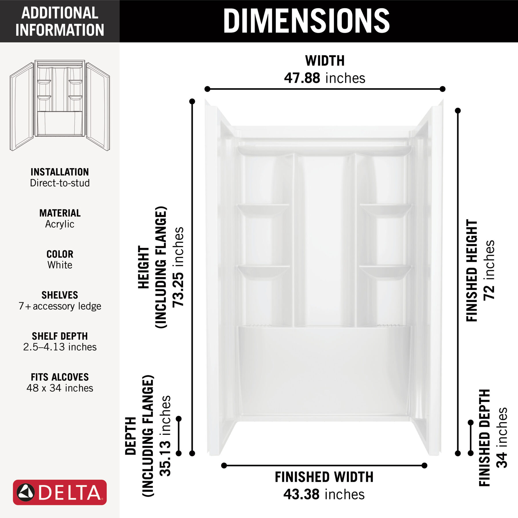 EverEdge Shower Wall 48x34~, image 5