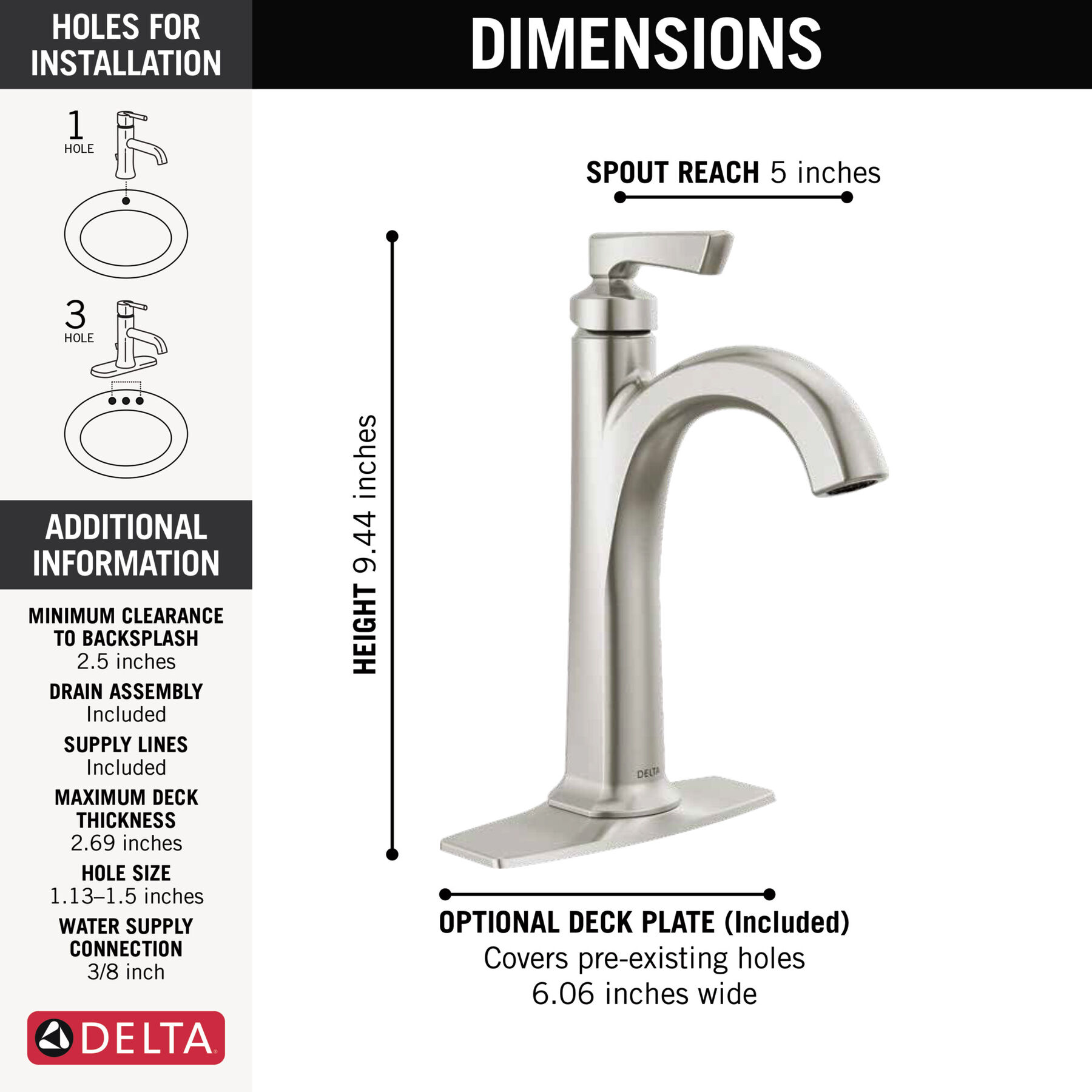 Single Handle Bathroom Faucet, image 1