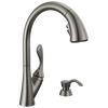 Single Handle Pull-Down Kitchen Faucet with Soap Dispenser and ShieldSpray® Technology