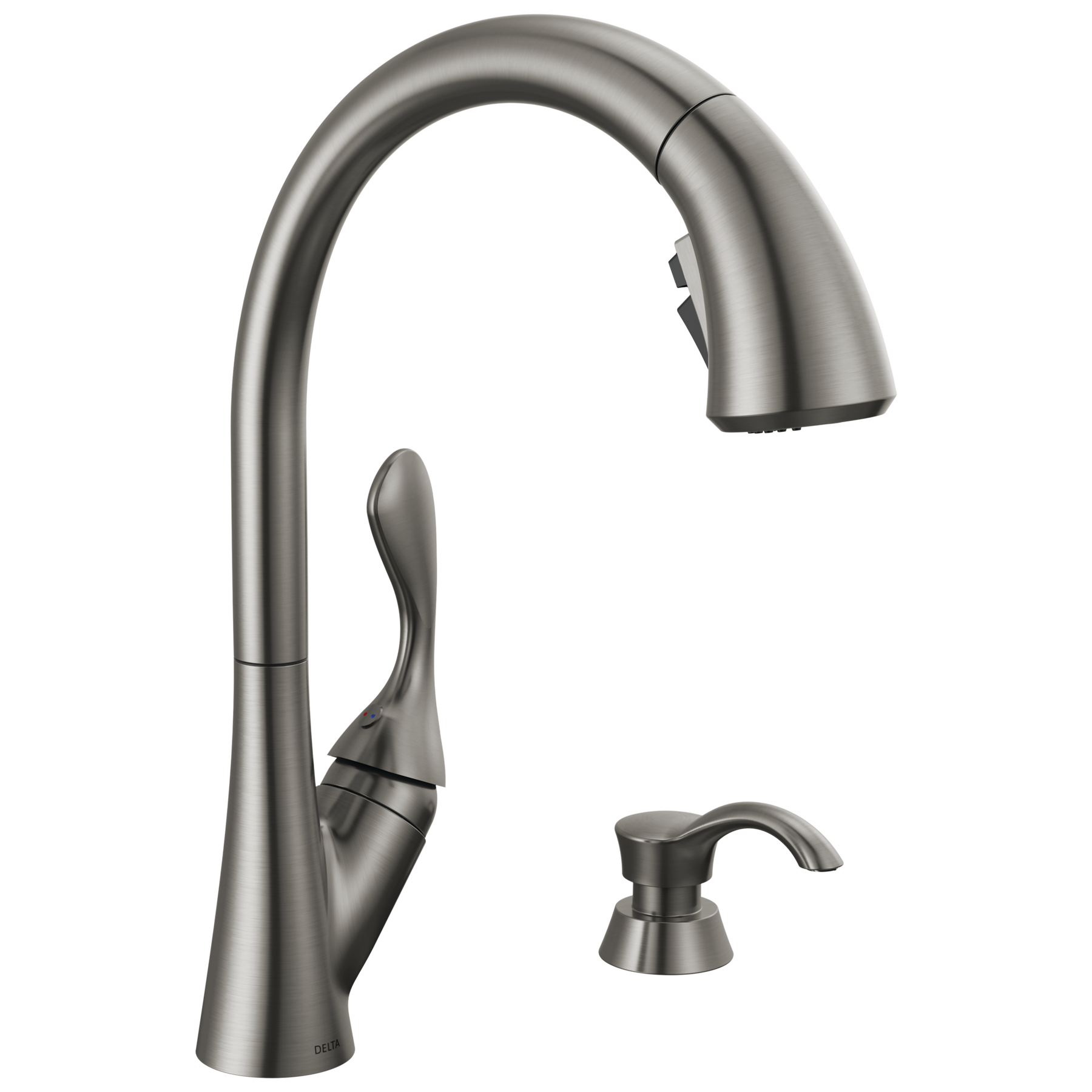 Single Handle Pull-Down Kitchen Faucet with Soap Dispenser and ShieldSpray® Technology