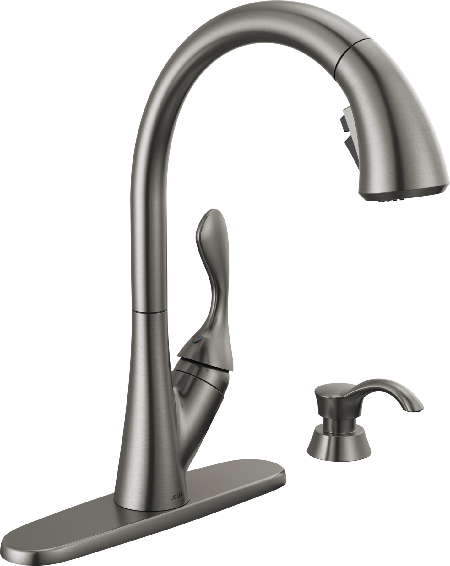 Single Handle Pull-Down Kitchen Faucet with Soap Dispenser and ShieldSpray® Technology, image 1