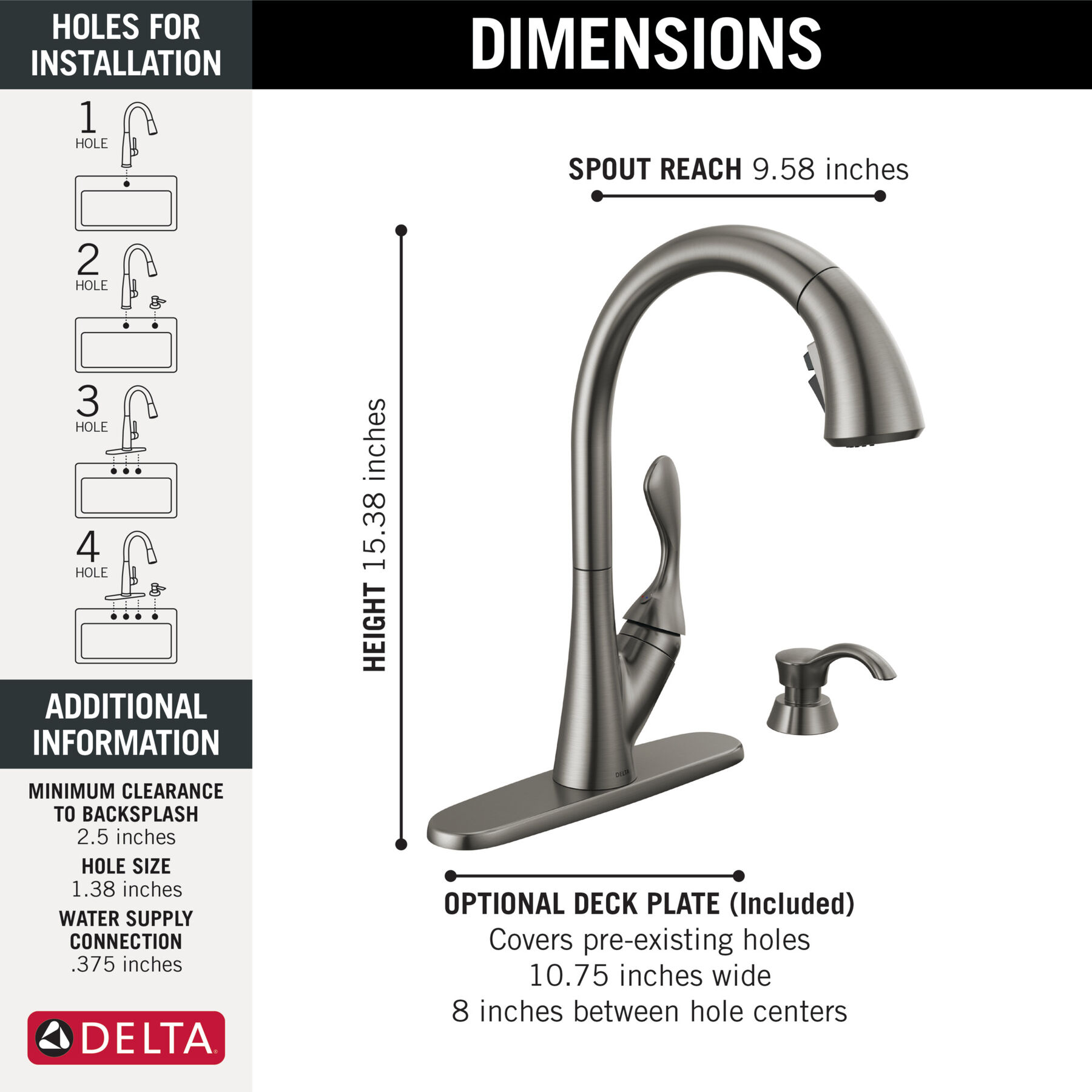 Single Handle Pull-Down Kitchen Faucet with Soap Dispenser and ShieldSpray® Technology, image 3