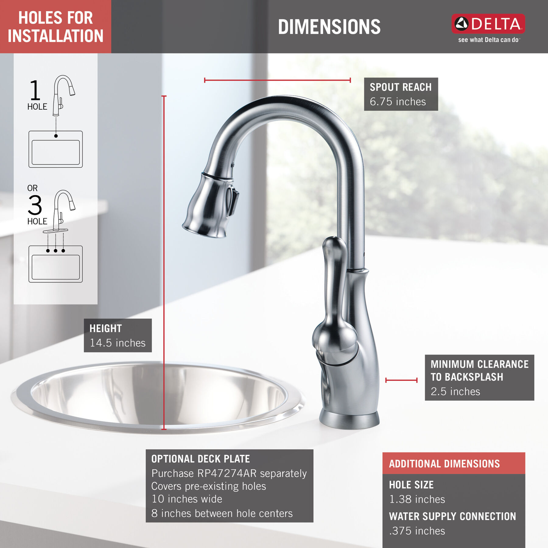 Single Handle Pull-Down Bar / Prep Faucet, image 2