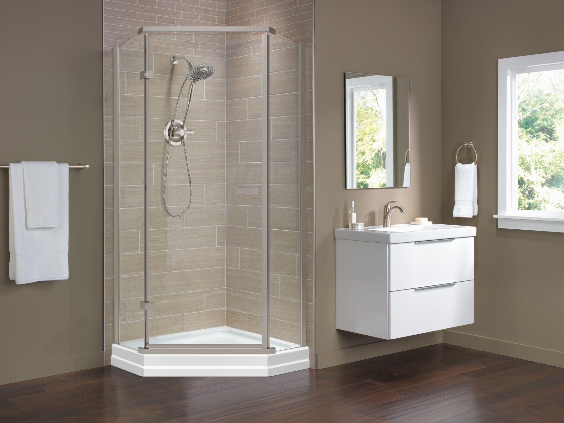38'' Semi-Frameless Neo Angle Corner Shower, image 2