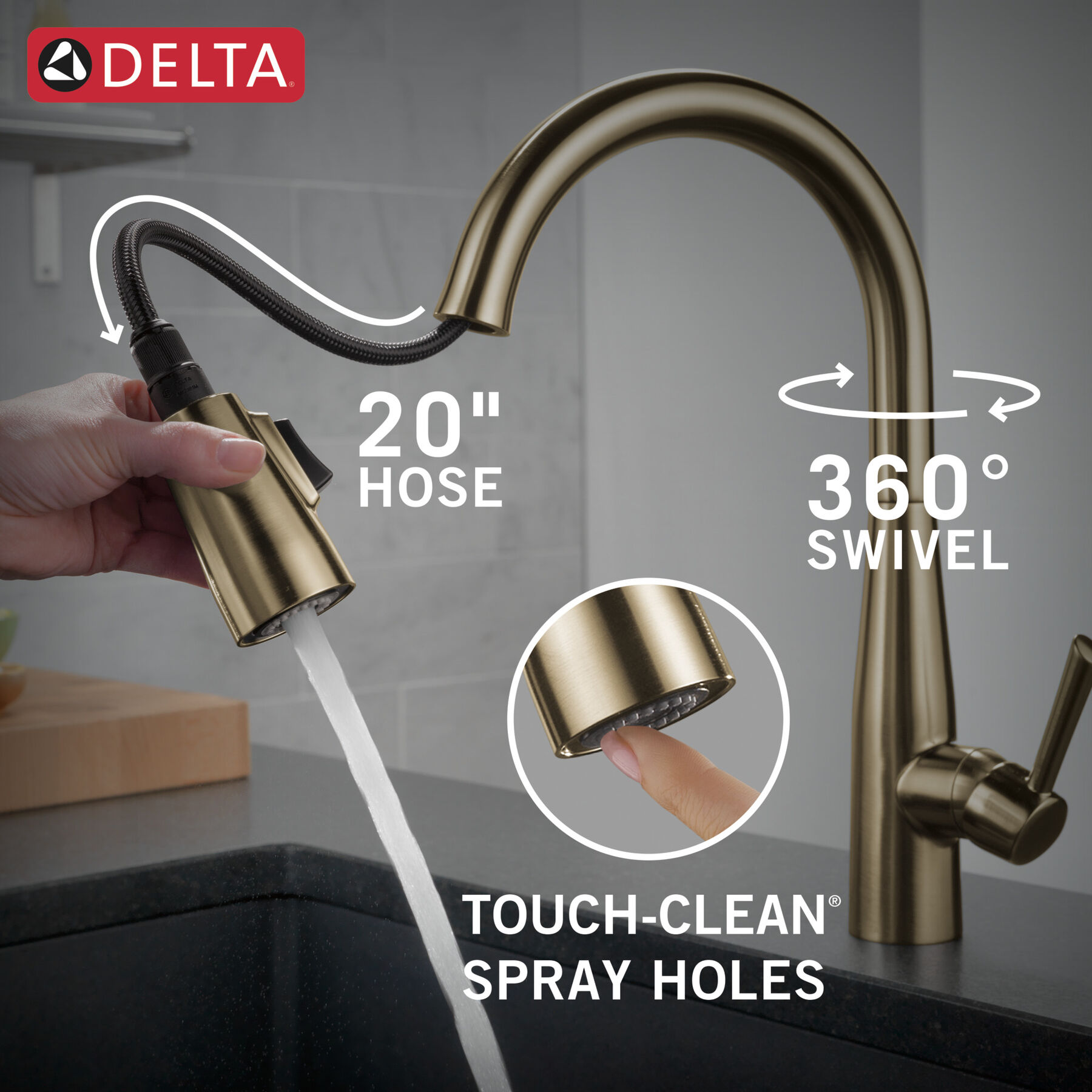 Single Handle Pull-Down Kitchen Faucet, image 4