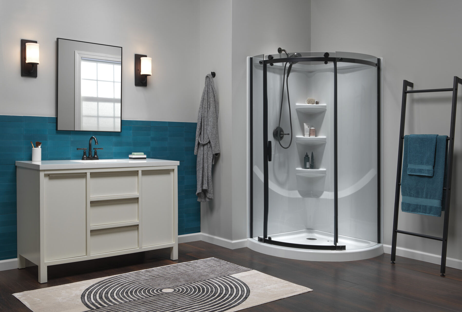 38x38 Corner Shower Bundle with Door - Classic Round with Direct-to-Stud Wall Set, image 2