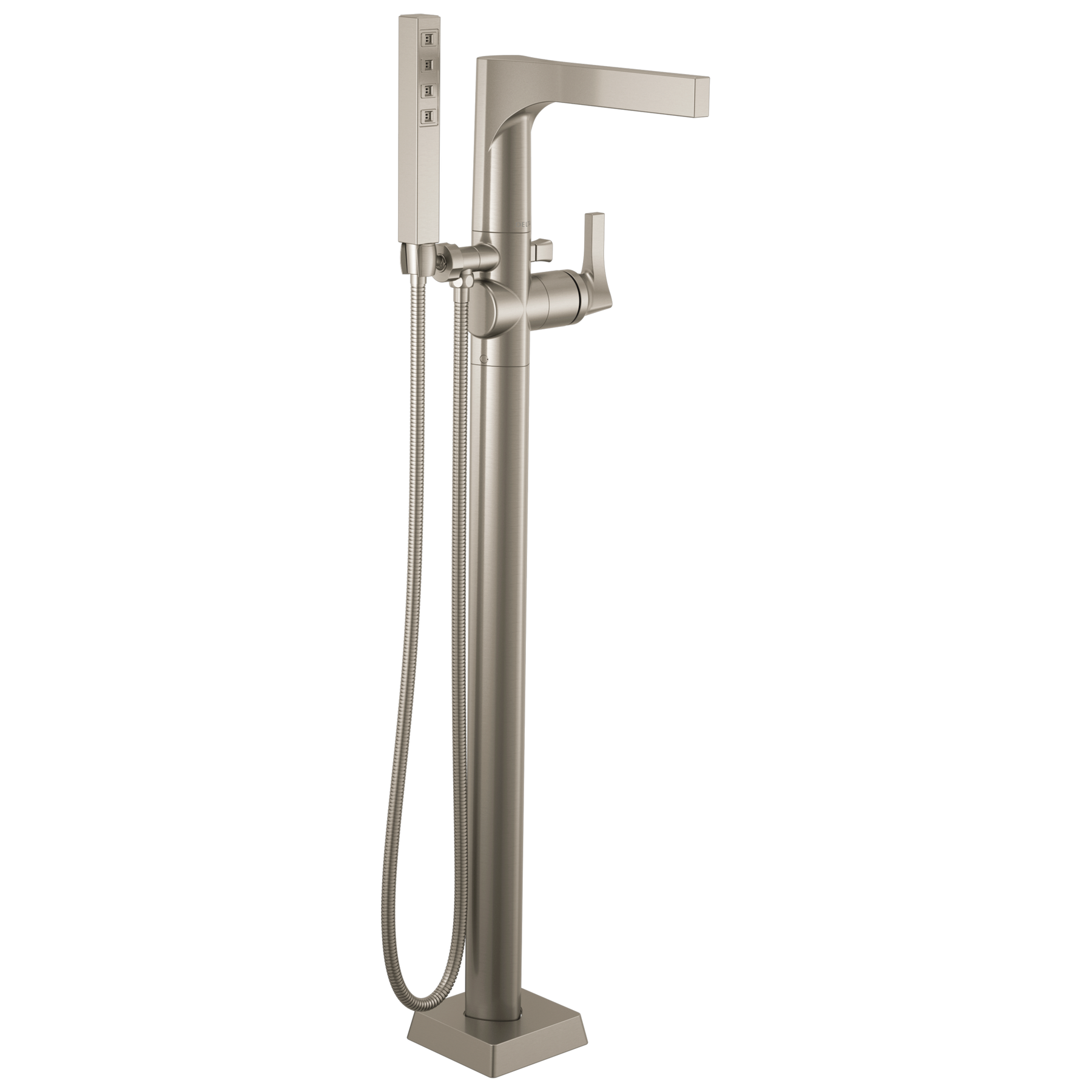 Single Handle Floor Mount Tub Filler Trim with Hand Shower (Recertified)