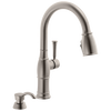 Single Handle Pull-Down Kitchen Faucet with Soap Dispenser and ShieldSpray® Technology