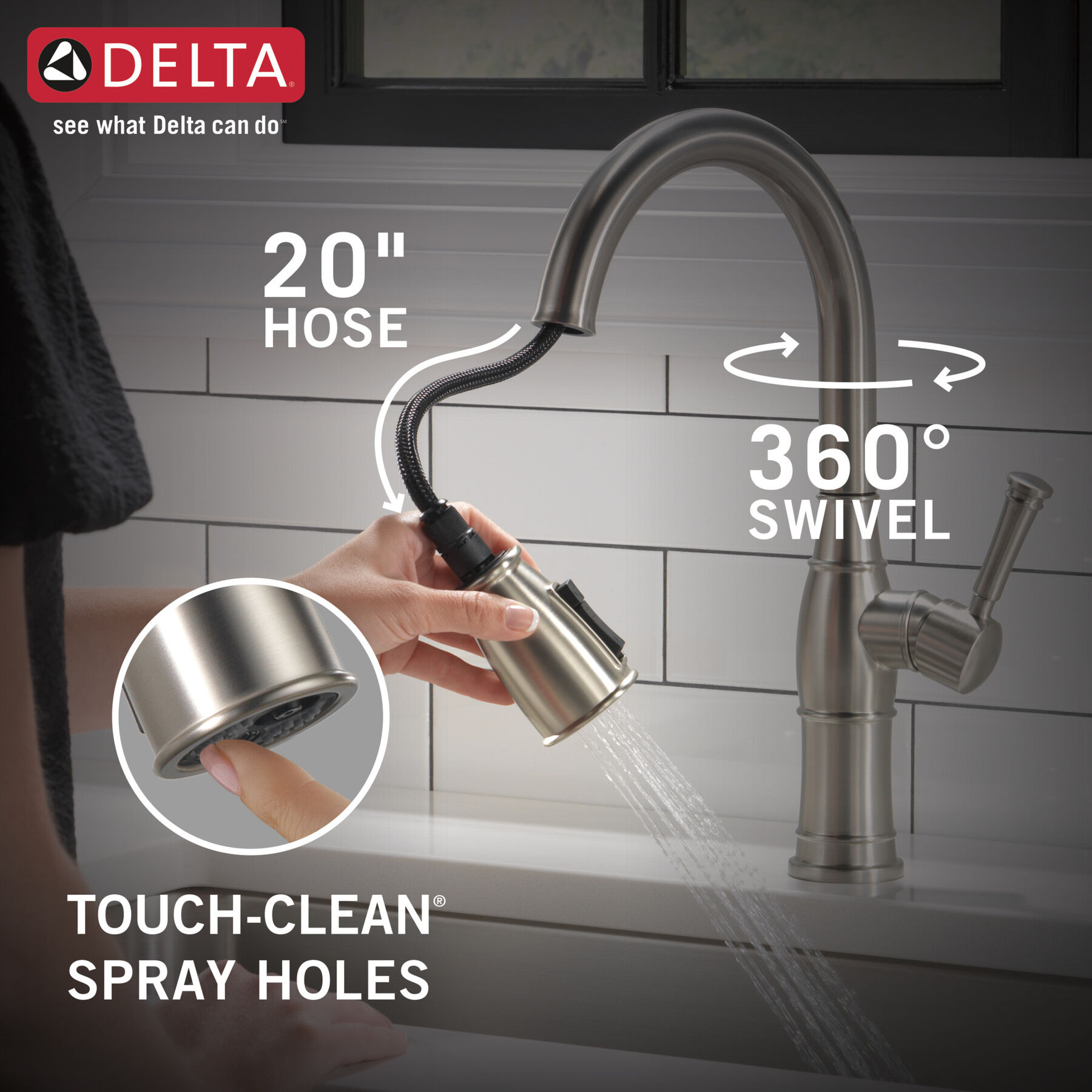 Single Handle Pull-Down Kitchen Faucet with Soap Dispenser and ShieldSpray® Technology, image 4